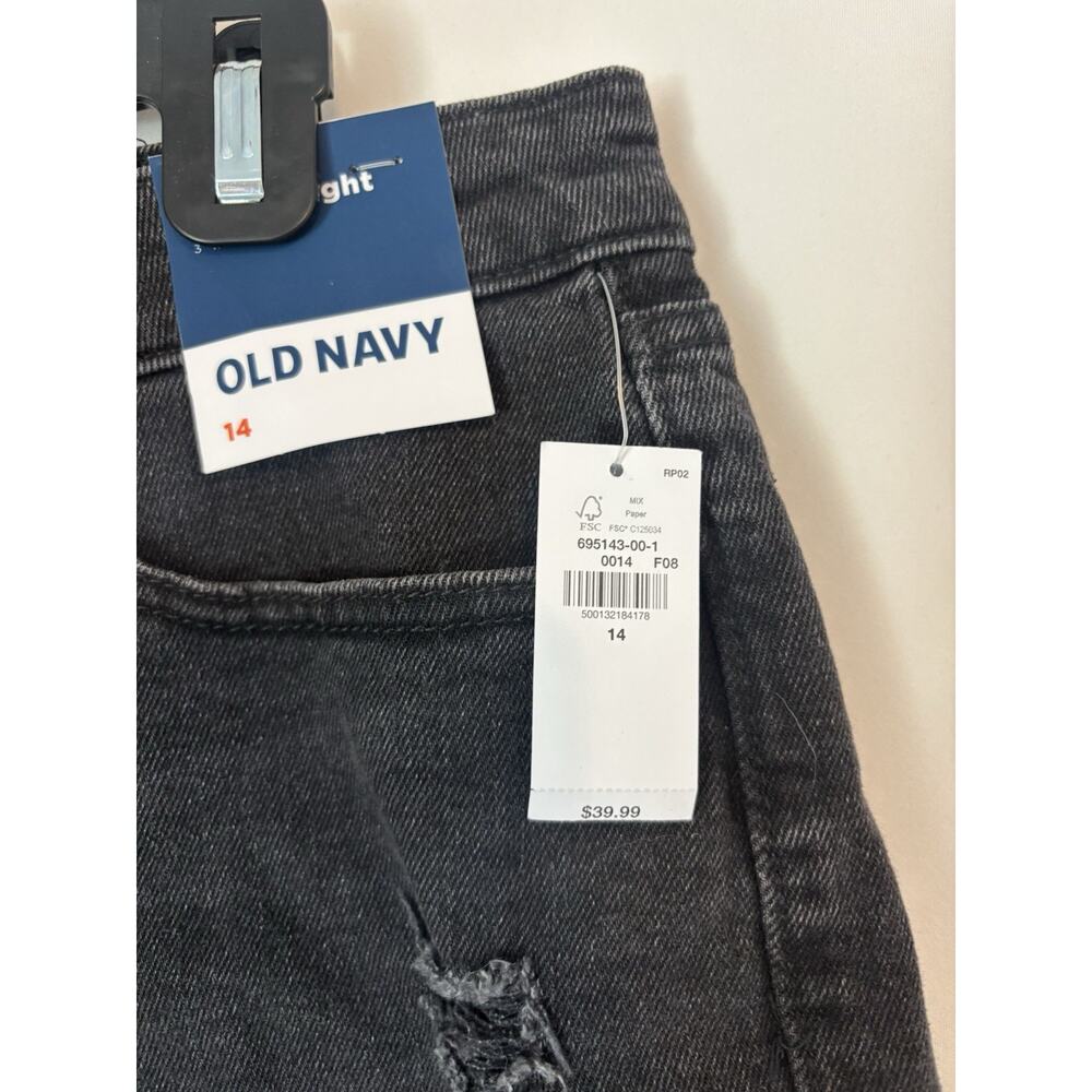 Old Navy Denim Shorts 14 Black Cut Off High Rise Pockets New - Picture 4 of 8